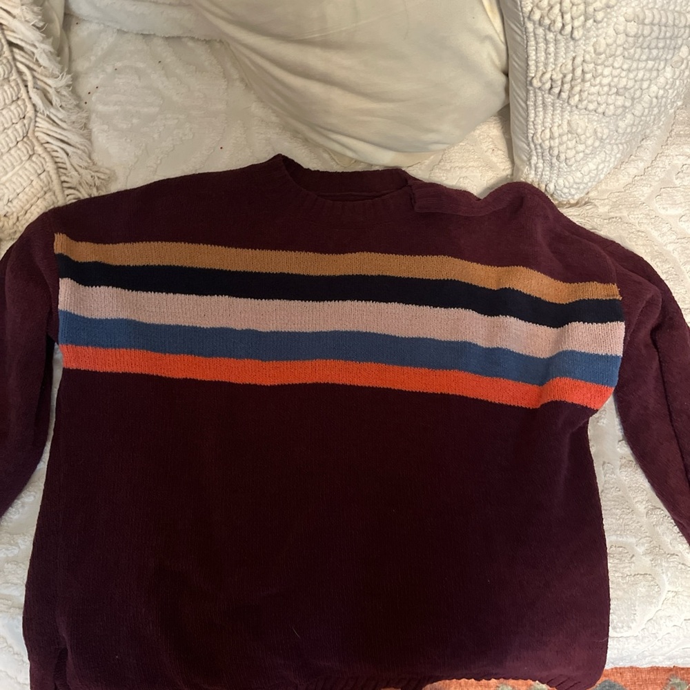 Aerie Burgundy Striped Sweatshirt